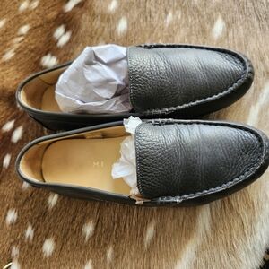 M. Gemi Felize Gray Leather Slip-On Driving Moccasin
